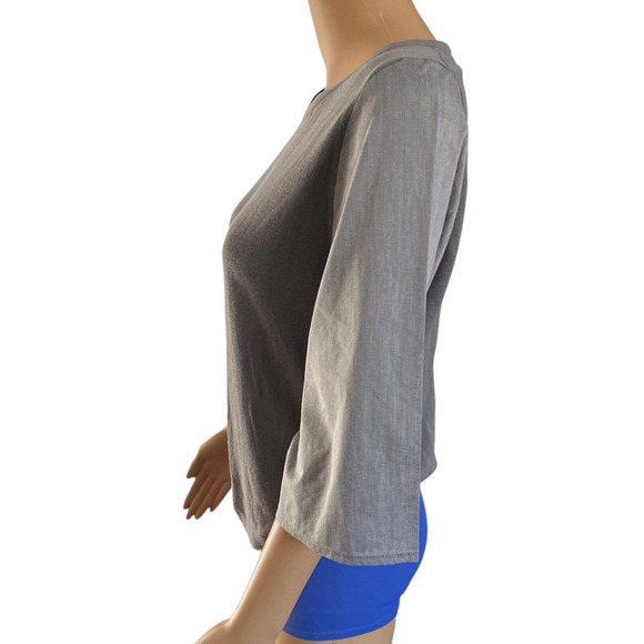 Giordano Ladies Gray Pullover Mixed Media 1/4 Sleeve Blouse Size XS - Picture 2 of 6